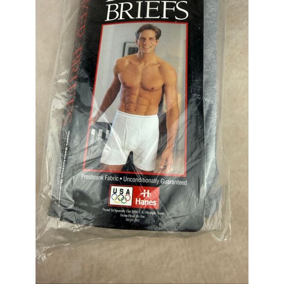 Vintage 1996 HANES Mens Boxer Briefs M 2 Pack Gray Made In USA 32-34 NOS - Picture 2 of 6